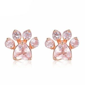 Kitty Cat Lovers Paw 🐾 Earrings w/Pink Crystal